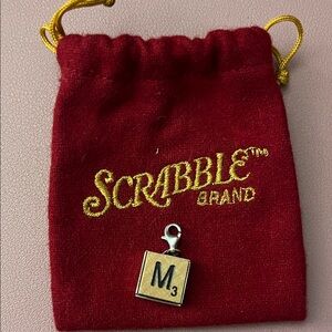 Scrabble Brand Silver Letter M Pendant